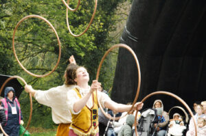 Symmetry Circus Maria Corcoran and Aoife Raleigh back to back juggling hoops